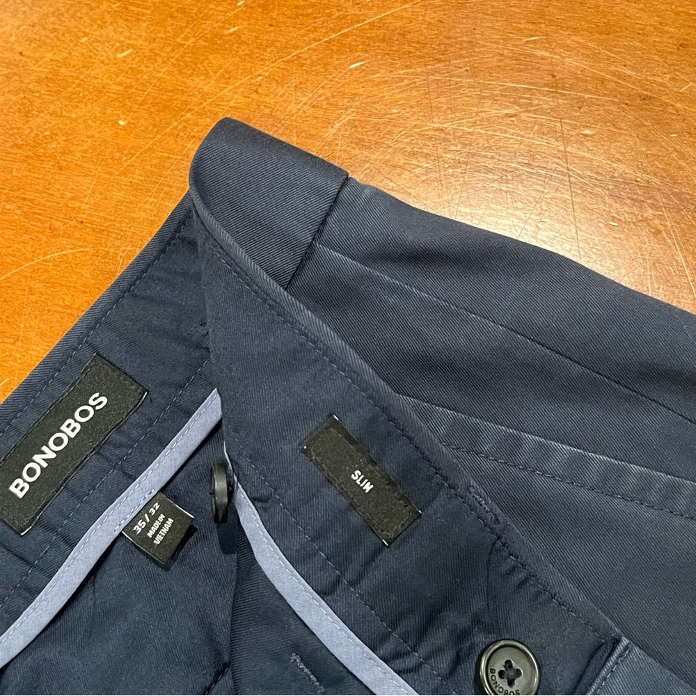 Bonobos Weekdays Warrior Slim Fit Dress Pants Monday Navy Blue 35x32 Stretch - Picture 10 of 16